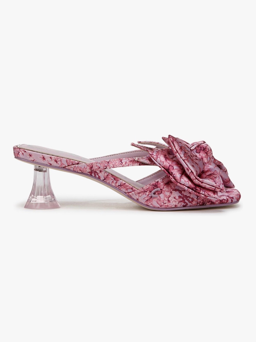 NEW Circus by Sam Edelman Natasha Pink Rose Floral Satin Bow Slide Heels